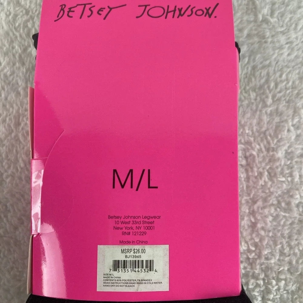 Betsey Johnson Fleece Lined Footed Tights Black‎ M/L